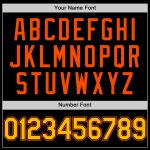 Custom Team Name Number Black Gold-Orange Two Tone Bomber Varsity Hoodie Jacket Full-Snap Personalized Black Gold-Orange