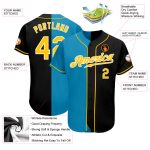 Personalized Black Gold Panther Blue Fashion Baseball Jersey for Men Personalized Black Gold-Panther Blue Split Fashion Baseball