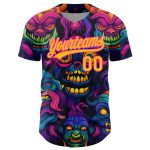 Personalized 3D Abstract Monsters Baseball Jersey in Black and Gold-Pink Personalized Black Gold-Pink 3D Abstract Monsters