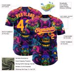 Customizable 3D Pattern Black Gold-Pink Abstract Monsters Baseball Jersey with Name and Number Authentic Team Design Personalized