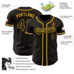 Personalized Custom Black Gold Pinstripe Baseball Jersey with Team Name & Number - Authentic Design Personalized Black Gold