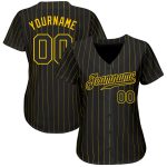 Custom Black Gold Pinstripe Baseball Jersey with Personalized Name and Number - Authentic Team Apparel Personalized Black