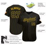 Custom Black Gold Pinstripe Baseball Jersey with Personalized Name and Number - Authentic Team Apparel Personalized Black