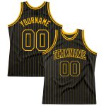 Custom Black Gold Pinstripe Basketball Jersey with Personalized Name and Number - Authentic Team Apparel Personalized Black