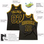 Custom Black Gold Pinstripe Basketball Jersey with Personalized Name and Number - Authentic Team Apparel Personalized Black