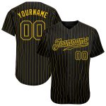 Personalized Black Gold Baseball Jersey with Pinstripe Design, Custom Name and Number Personalized Black Gold Pinstripe Black-Gold
