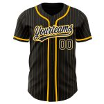 Custom Name Number Baseball Jersey Personalized Black Gold Pinstripe Black White Authentic Team Jersey Personalized Black