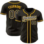 Personalized Black Gold Pinstripe Baseball Jersey - Black and White Design Personalized Black Gold Pinstripe Black-White