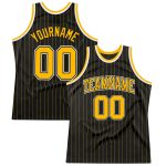 Custom Personalized Basketball Jersey Gold-Black Team Jersey with Pinstripe Design, Custom Name & Number Personalized Black