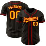 Personalized Black Gold Pinstripe Baseball Jersey in Red, Size 2 - Custom Sports Apparel Personalized Black Gold Pinstripe