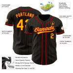 Personalized Black Gold Pinstripe Baseball Jersey in Red, Size 2 - Custom Sports Apparel Personalized Black Gold Pinstripe
