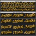 Personalized Black Gold Pinstripe Jersey for Softball, Unisex Two-Button Design Personalized Black Gold Pinstripe Gold Two-Button