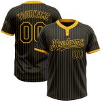 Custom Name Number Unisex Softball Jersey Personalized Black Gold Pinstripe Two-Button Design Personalized Black Gold Pinstripe