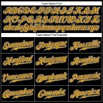 Custom Personalized Black Gold Pinstripe Baseball Jersey with Name and Number - Authentic Team Style Personalized Black Gold