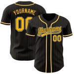 Custom Black Gold Pinstripe Gold White Baseball Jersey - Personalized Sportswear for Fans Personalized Black Gold Pinstripe