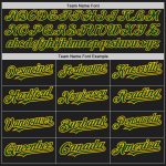 Personalized Unisex Black Gold Pinstripe Softball Jersey - Green Two-Button Design Personalized Black Gold Pinstripe Green