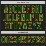 Personalized Unisex Black Gold Pinstripe Softball Jersey - Green Two-Button Design Personalized Black Gold Pinstripe Green