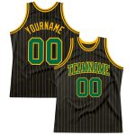 Personalized Black Gold Pinstripe Basketball Jersey in Kelly Green and Gold Personalized Black Gold Pinstripe Kelly Green-Gold