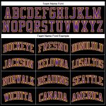 Customizable Black and Gold Pinstripe Basketball Jersey with Purple Details - Personalized Team Name and Number Personalized