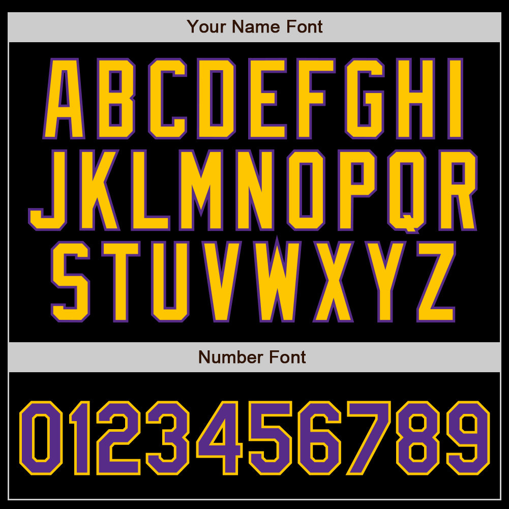 Personalized Black Gold Pinstripe Purple-Gold Baseball Jersey Custom Black Gold Pinstripe Purple Gold Baseball Jersey for Kids and Adults Personalized Black Gold Pinstripe Purple-Gold - Image 4