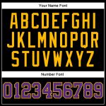 Personalized Black and Gold Basketball Jersey with Pinstripe Design in Purple-Gold Personalized Black Gold Pinstripe Purple-Gold