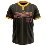 Black Gold Pinstripe Personalized Two-Button Purple Unisex Softball Jersey Personalized Black Gold Pinstripe Purple Two-Button