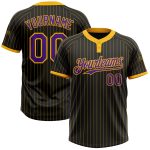 Black Gold Pinstripe Personalized Two-Button Purple Unisex Softball Jersey Personalized Black Gold Pinstripe Purple Two-Button