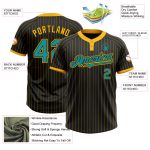 Custom Name and Number Black Gold Pinstripe Teal Unisex Softball Jersey - Personalized Two-Button Design Personalized Black