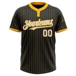 Personalized Unisex Softball Jersey Black Gold Pinstripe Two-Button White Gold Personalized Black Gold Pinstripe White-Gold