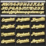 Personalized Unisex Softball Jersey Black Gold Pinstripe Two-Button White Gold Personalized Black Gold Pinstripe White-Gold