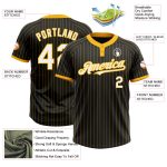 Personalized Unisex Softball Jersey Black Gold Pinstripe Two-Button White Gold Personalized Black Gold Pinstripe White-Gold
