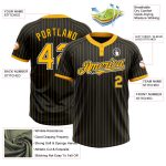 Personalized Unisex Softball Jersey - Black Gold Pinstripe Two-Button Design, Soft Fabric Personalized Black Gold Pinstripe