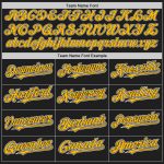 Personalized Unisex Softball Jersey - Black Gold Pinstripe Two-Button Design, Soft Fabric Personalized Black Gold Pinstripe