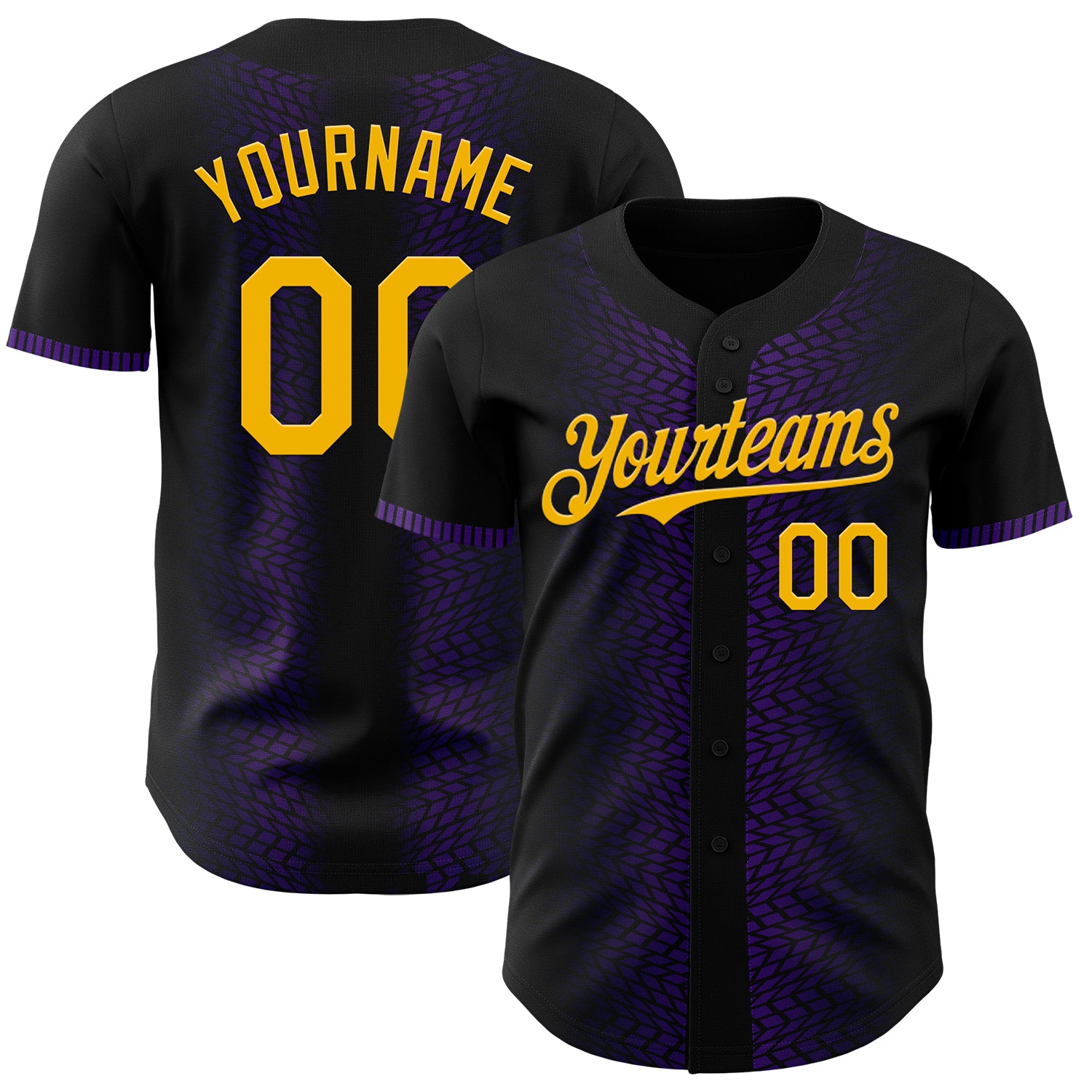 Personalized Black and Gold Purple 3D Geometric Baseball Jersey Personalized Black Gold-Purple 3D Geometric Shapes Baseball
