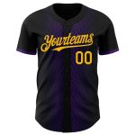 Custom Name Number Baseball Jersey - Personalized 3D Black Gold-Purple Geometric Design, Unique Team Apparel Personalized