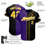 Custom Name and Number Authentic Black Gold-Purple Baseball Jersey - Personalized Split Fashion Team Apparel Personalized