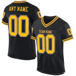 Custom Black Gold Purple Mesh Throwback Football Jersey - Personalized Team Apparel Personalized Black Gold-Purple Mesh Throwback