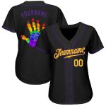 Pride LGBT Personalized Rainbow Baseball Jersey - Black Gold Purple Custom Name & Number Authentic Team Apparel Personalized