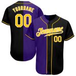 Personalized Black Gold Purple Fashion Baseball Jersey for Men and Women Personalized Black Gold-Purple Split Fashion Baseball