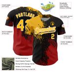 Personalized 3D Abstract Brush Stroke Baseball Jersey in Black Gold-Red Personalized Black Gold-Red 3D Abstract Brush Stroke