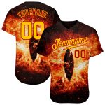 Personalized 3D Evil Eye Baseball Jersey - Black Gold Red Space Design Personalized Black Gold-Red 3D Burning Evil Eye In