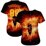 Customizable 3D Evil Eye Baseball Jersey with Black Gold-Red Design - Authentic Team Jersey with Name & Number Personalized
