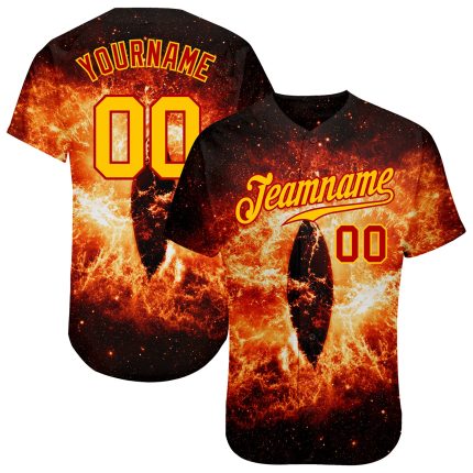 Customizable 3D Evil Eye Baseball Jersey with Black Gold-Red Design - Authentic Team Jersey with Name & Number Personalized