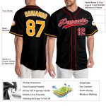 Custom Black Gold-Red Baseball Jersey with Personalized Name and Number - Authentic Team Apparel Personalized Black Gold-Red