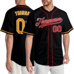 Custom Black Gold-Red Baseball Jersey with Personalized Name and Number - Authentic Team Apparel Personalized Black Gold-Red
