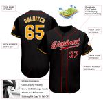 Personalized Authentic Black and Gold-Red Baseball Jersey for Men and Women Personalized Black Gold-Red Authentic Baseball