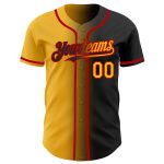 Custom Black and Gold-Red Baseball Jersey with Personalized Name and Number - Authentic Gradient Team Apparel Personalized