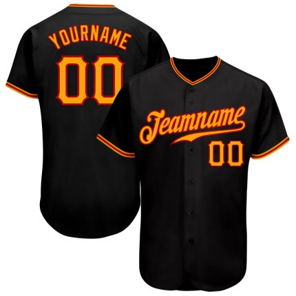 Personalized Black Red Baseball Jersey - Customizable Team Gear 3 Personalized Black Gold-Red Baseball Jersey 3