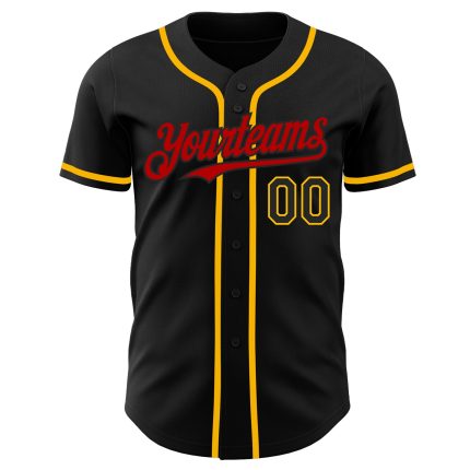 Personalized Black and Red Baseball Jersey - Custom Name and Number, Size 4 Personalized Black Gold-Red Baseball Jersey 4