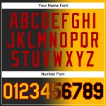 Personalized Baseball Jersey in Black Gold-Red Gradient Fashion Style Personalized Black Gold-Red Gradient Fashion Baseball